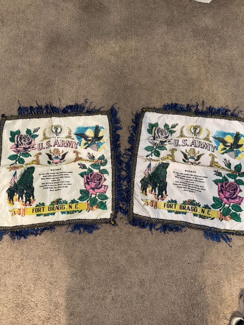Pair of Vintage WWII U.S. Army “Mother” pillow covers